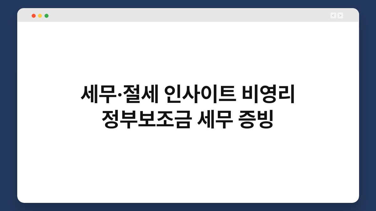 세무·절세 인사이트 비영리 정부보조금 세무 증빙 1