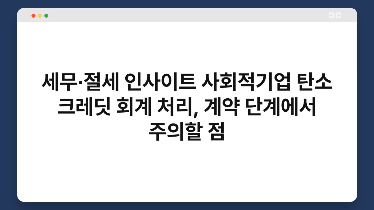 세무·절세 인사이트 사회적기업 탄소 크레딧 회계 처리, 계약 단계에서 주의할 점 1