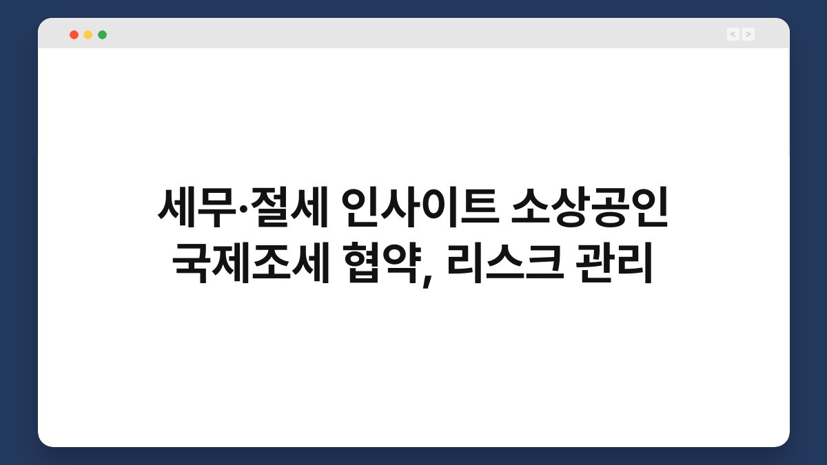 세무·절세 인사이트 소상공인 국제조세 협약, 리스크 관리 1
