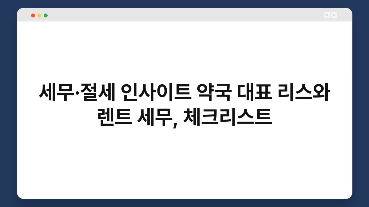 세무·절세 인사이트 약국 대표 리스와 렌트 세무, 체크리스트 1