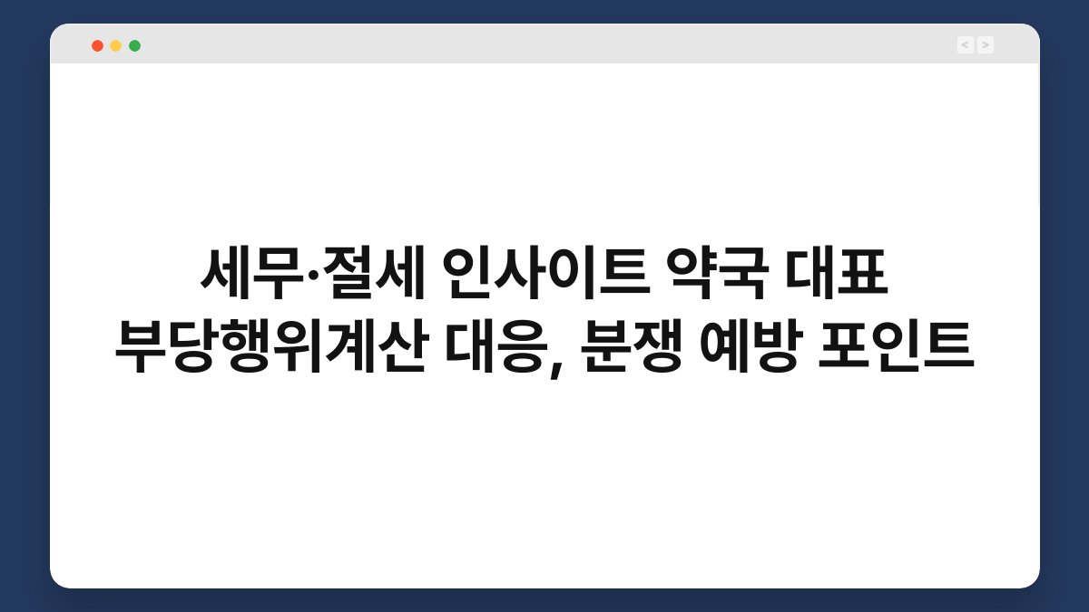 세무·절세 인사이트 약국 대표 부당행위계산 대응, 분쟁 예방 포인트 1