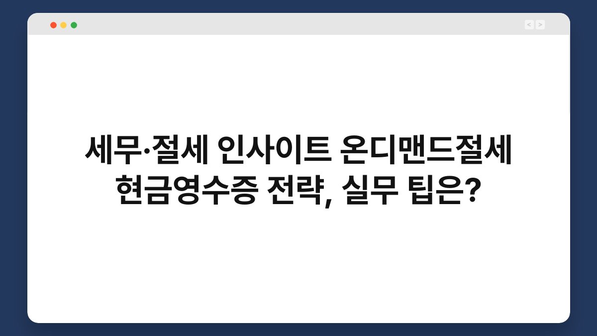 세무·절세 인사이트 온디맨드절세 현금영수증 전략, 실무 팁은? 1