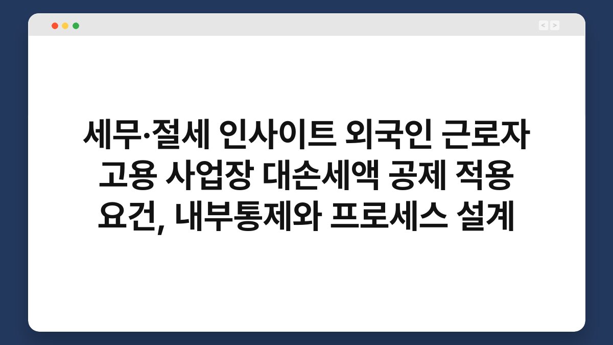 세무·절세 인사이트 외국인 근로자 고용 사업장 대손세액 공제 적용 요건, 내부통제와 프로세스 설계 1