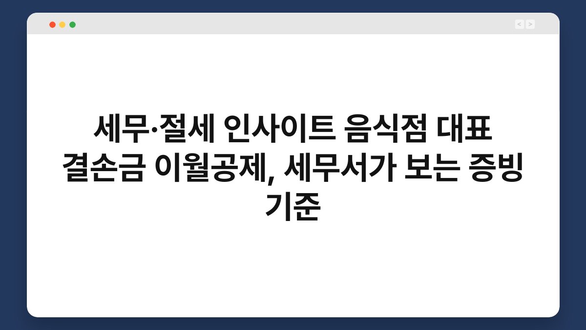 세무·절세 인사이트 음식점 대표 결손금 이월공제, 세무서가 보는 증빙 기준 1