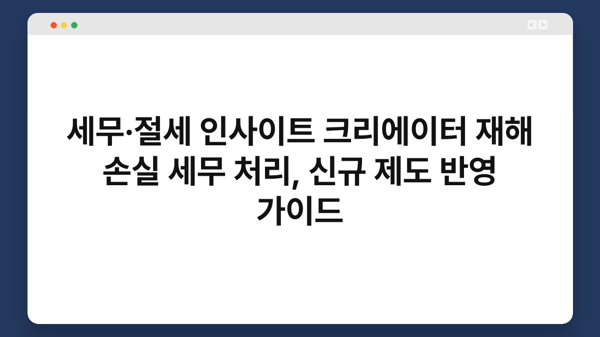 세무·절세 인사이트 크리에이터 재해 손실 세무 처리, 신규 제도 반영 가이드 1