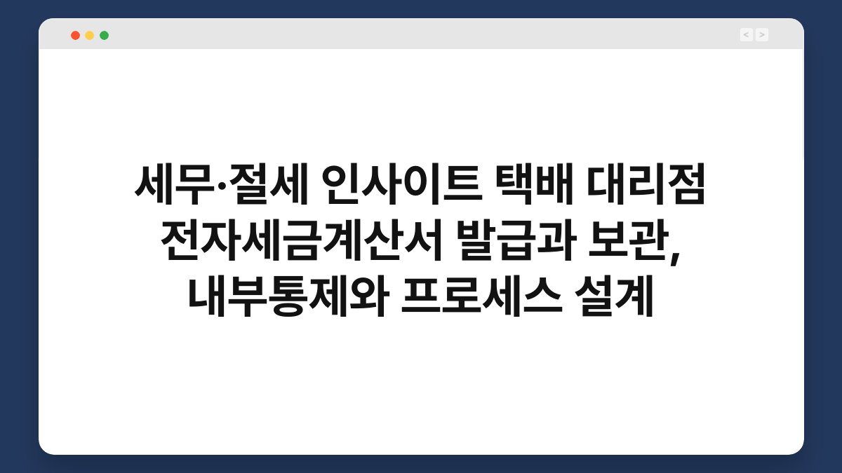 세무·절세 인사이트 택배 대리점 전자세금계산서 발급과 보관, 내부통제와 프로세스 설계 1