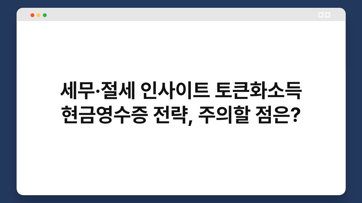 세무·절세 인사이트 토큰화소득 현금영수증 전략, 주의할 점은? 1