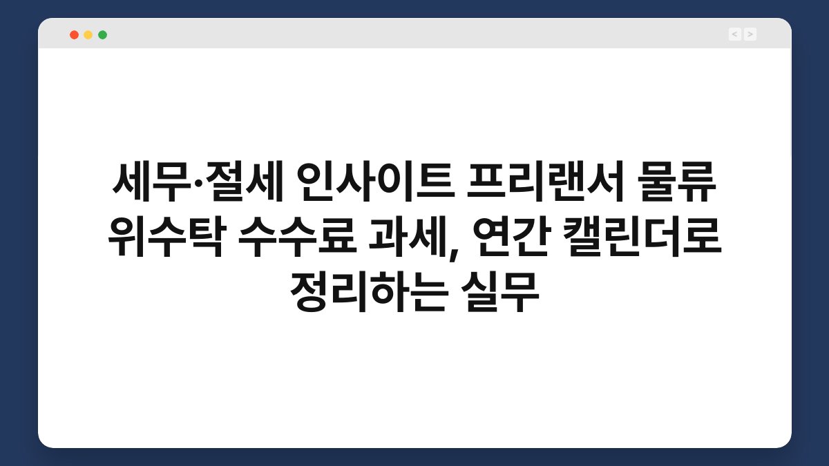 세무·절세 인사이트 프리랜서 물류 위수탁 수수료 과세, 연간 캘린더로 정리하는 실무 1