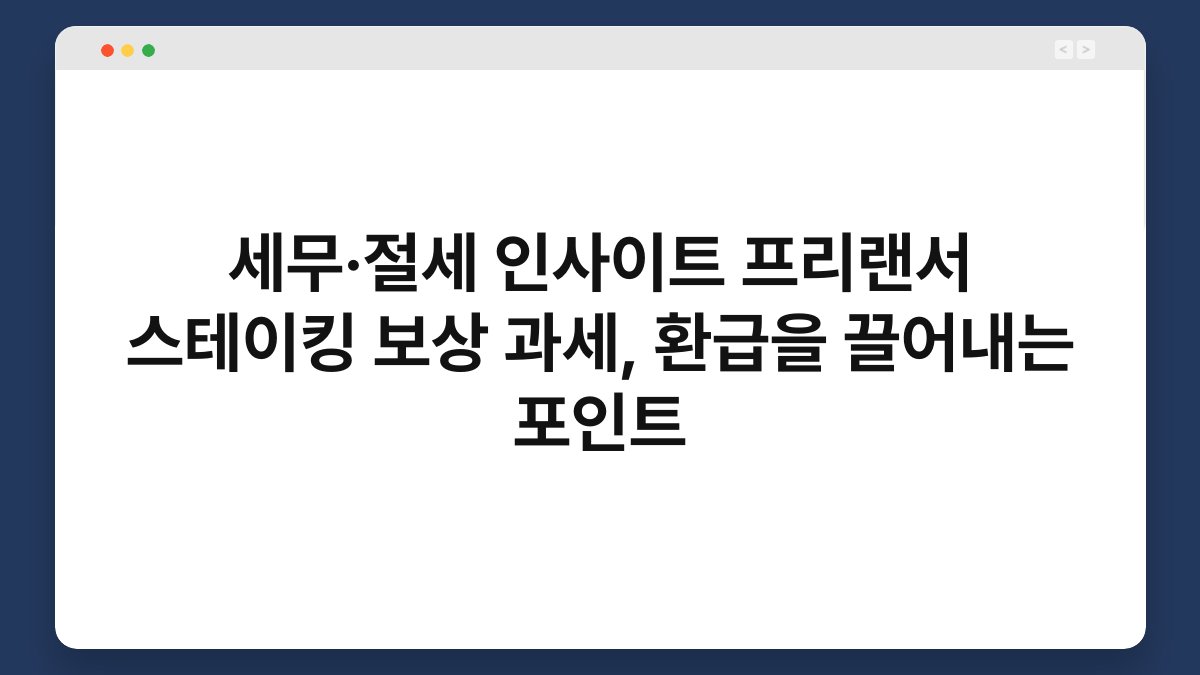 세무·절세 인사이트 프리랜서 스테이킹 보상 과세, 환급을 끌어내는 포인트 1