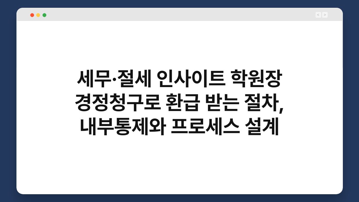 세무·절세 인사이트 학원장 경정청구로 환급 받는 절차, 내부통제와 프로세스 설계 1