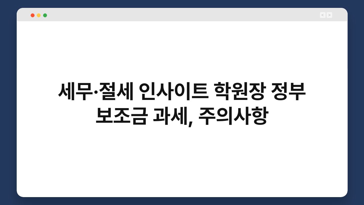 세무·절세 인사이트 학원장 정부 보조금 과세, 주의사항 1