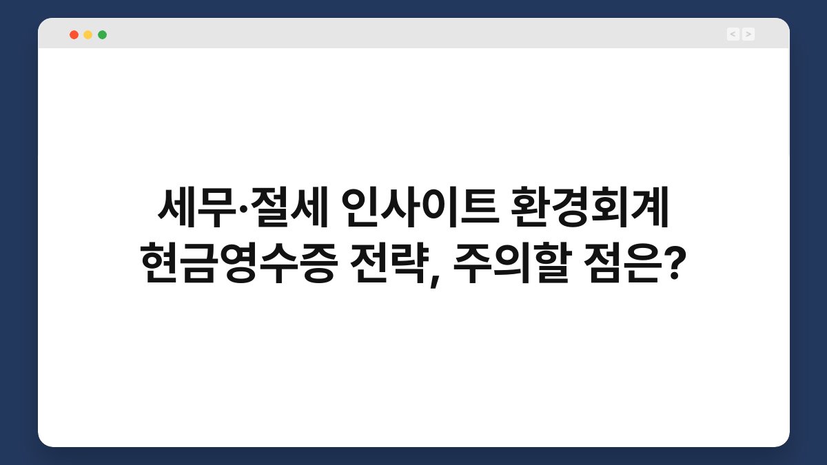 세무·절세 인사이트 환경회계 현금영수증 전략, 주의할 점은? 1