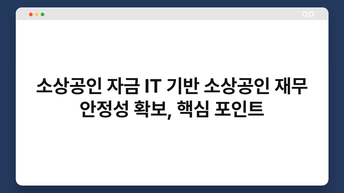 소상공인 자금 IT 기반 소상공인 재무 안정성 확보, 핵심 포인트 1