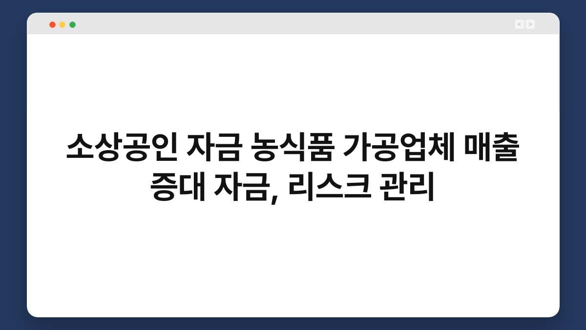 소상공인 자금 농식품 가공업체 매출 증대 자금, 리스크 관리 1