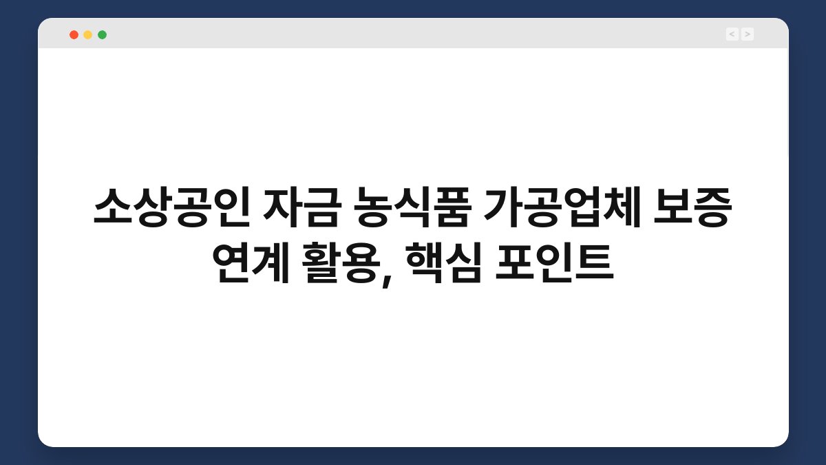 소상공인 자금 농식품 가공업체 보증 연계 활용, 핵심 포인트 1
