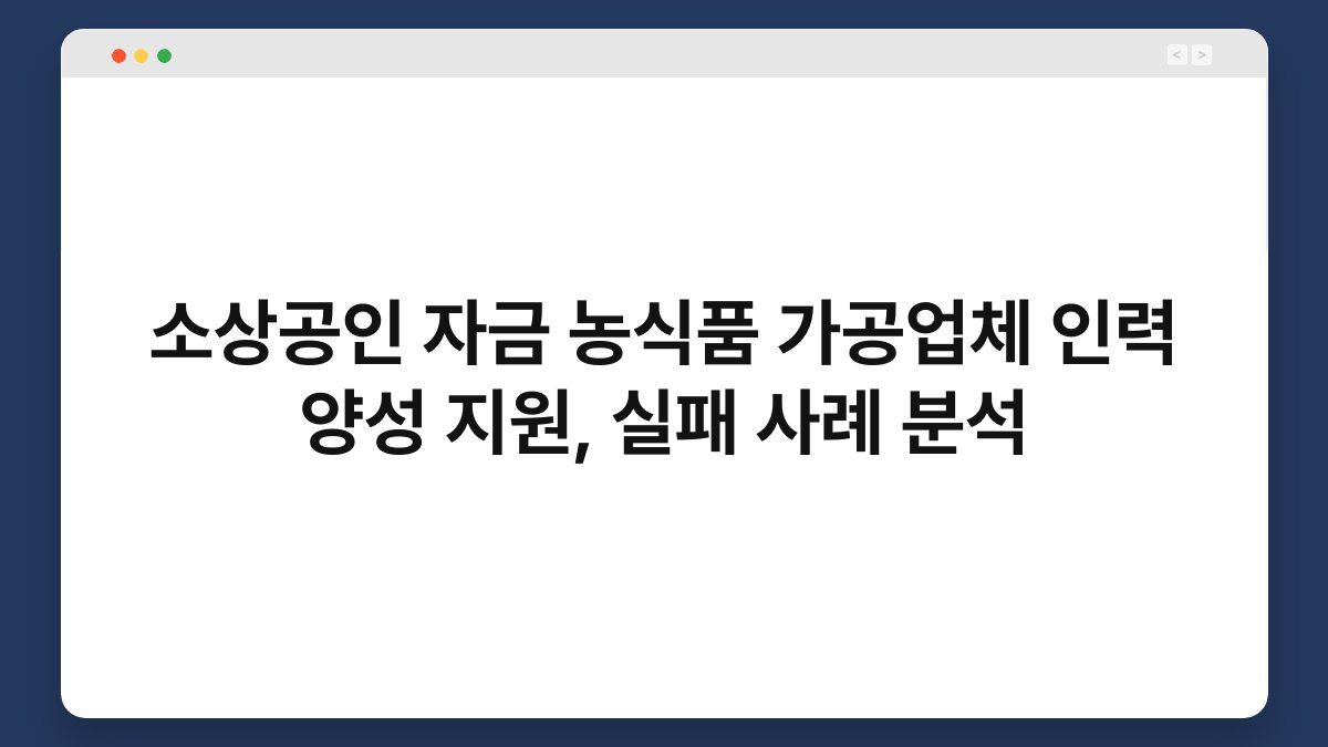 소상공인 자금 농식품 가공업체 인력 양성 지원, 실패 사례 분석 1