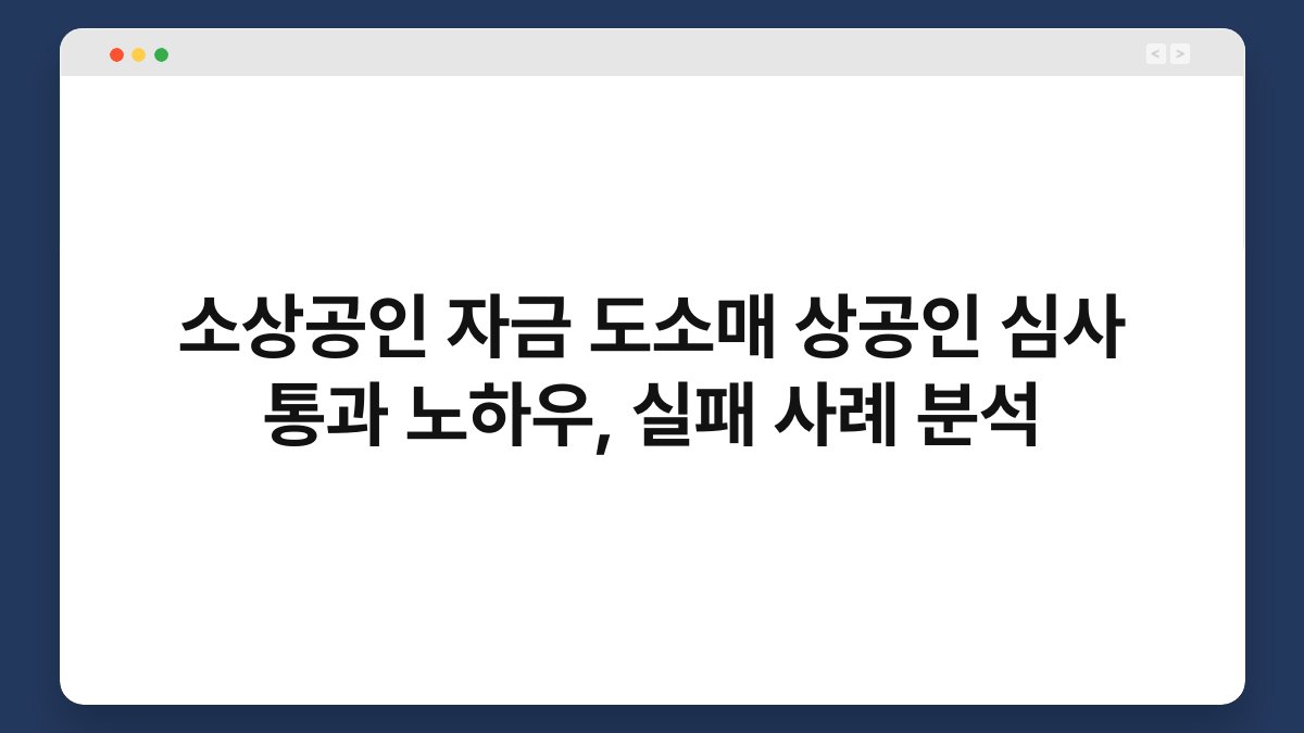 소상공인 자금 도소매 상공인 심사 통과 노하우, 실패 사례 분석 1