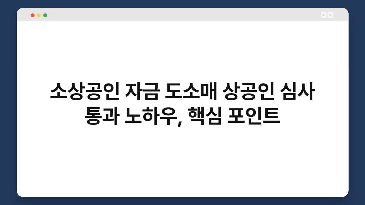 소상공인 자금 도소매 상공인 심사 통과 노하우, 핵심 포인트 1