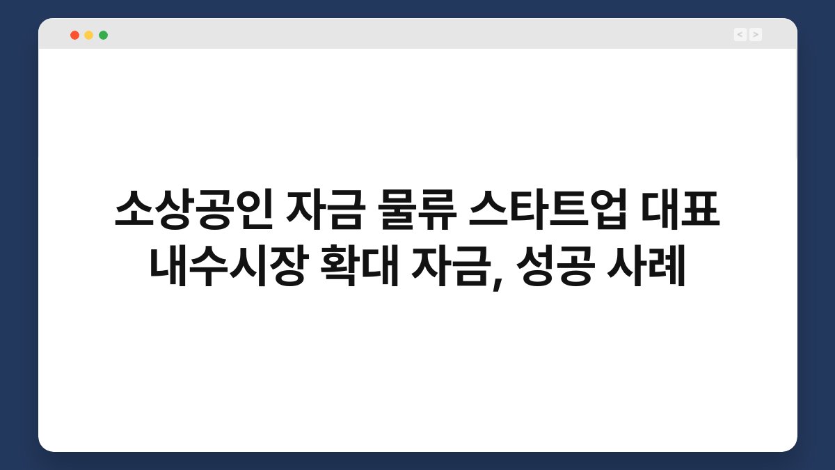 소상공인 자금 물류 스타트업 대표 내수시장 확대 자금, 성공 사례 1