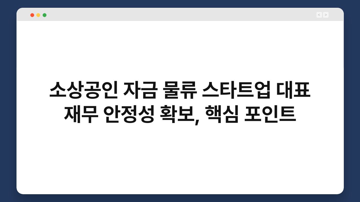 소상공인 자금 물류 스타트업 대표 재무 안정성 확보, 핵심 포인트 1