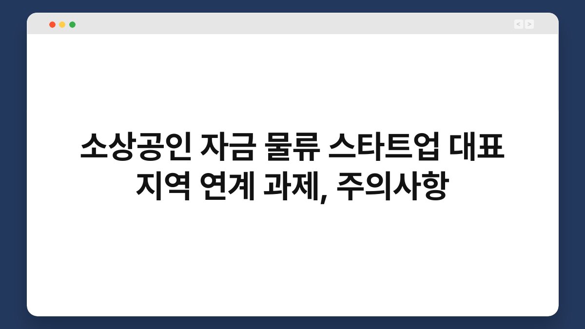 소상공인 자금 물류 스타트업 대표 지역 연계 과제, 주의사항 1