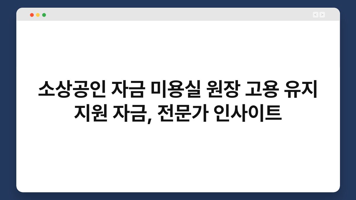 소상공인 자금 미용실 원장 고용 유지 지원 자금, 전문가 인사이트 1