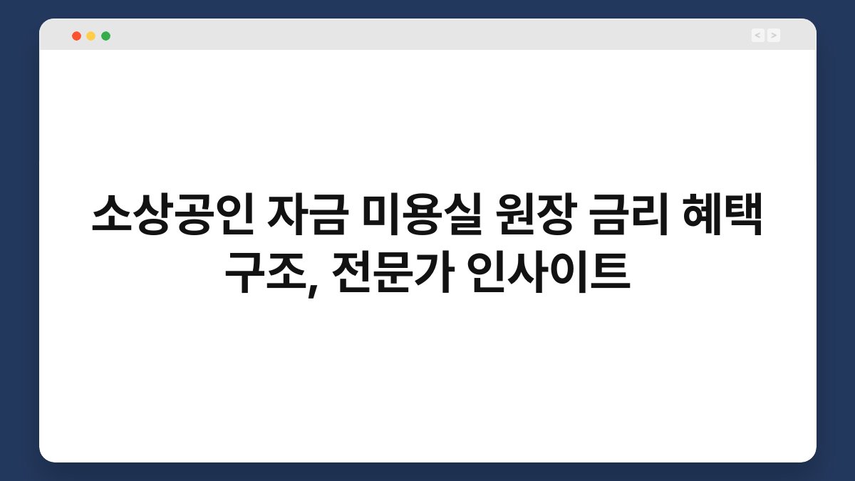 소상공인 자금 미용실 원장 금리 혜택 구조, 전문가 인사이트 1