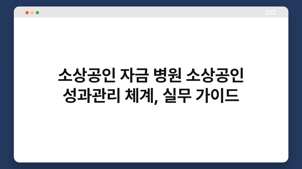 소상공인 자금 병원 소상공인 성과관리 체계, 실무 가이드 1