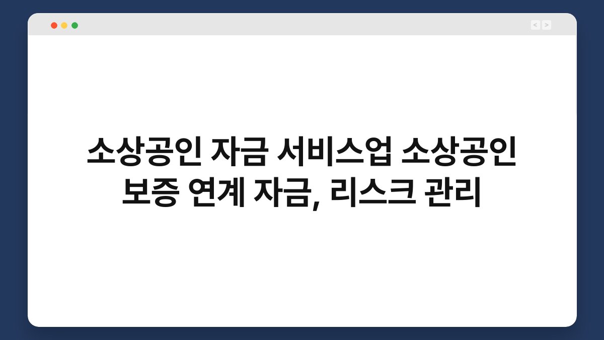 소상공인 자금 서비스업 소상공인 보증 연계 자금, 리스크 관리 1