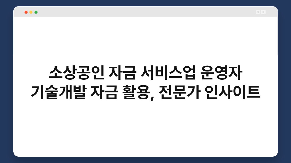 소상공인 자금 서비스업 운영자 기술개발 자금 활용, 전문가 인사이트 1