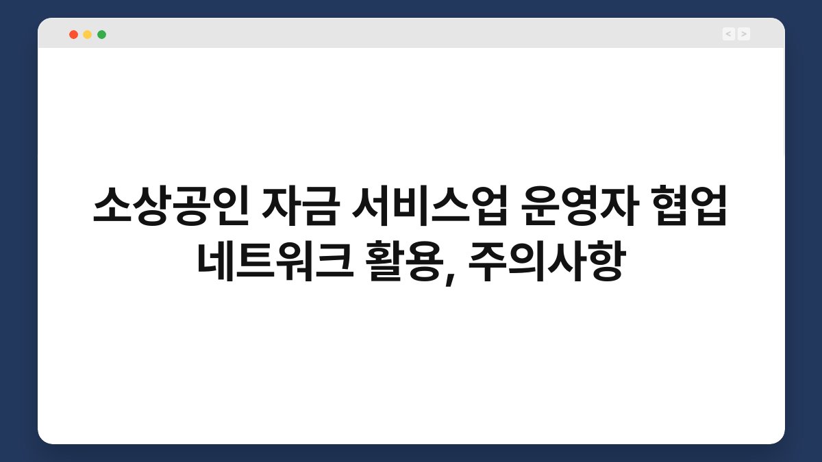 소상공인 자금 서비스업 운영자 협업 네트워크 활용, 주의사항 1