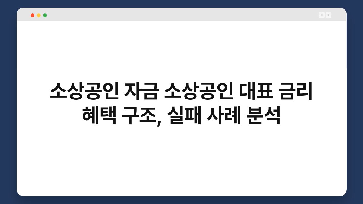 소상공인 자금 소상공인 대표 금리 혜택 구조, 실패 사례 분석 1