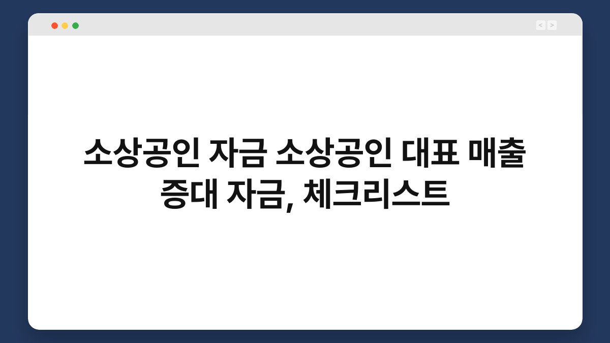 소상공인 자금 소상공인 대표 매출 증대 자금, 체크리스트 1