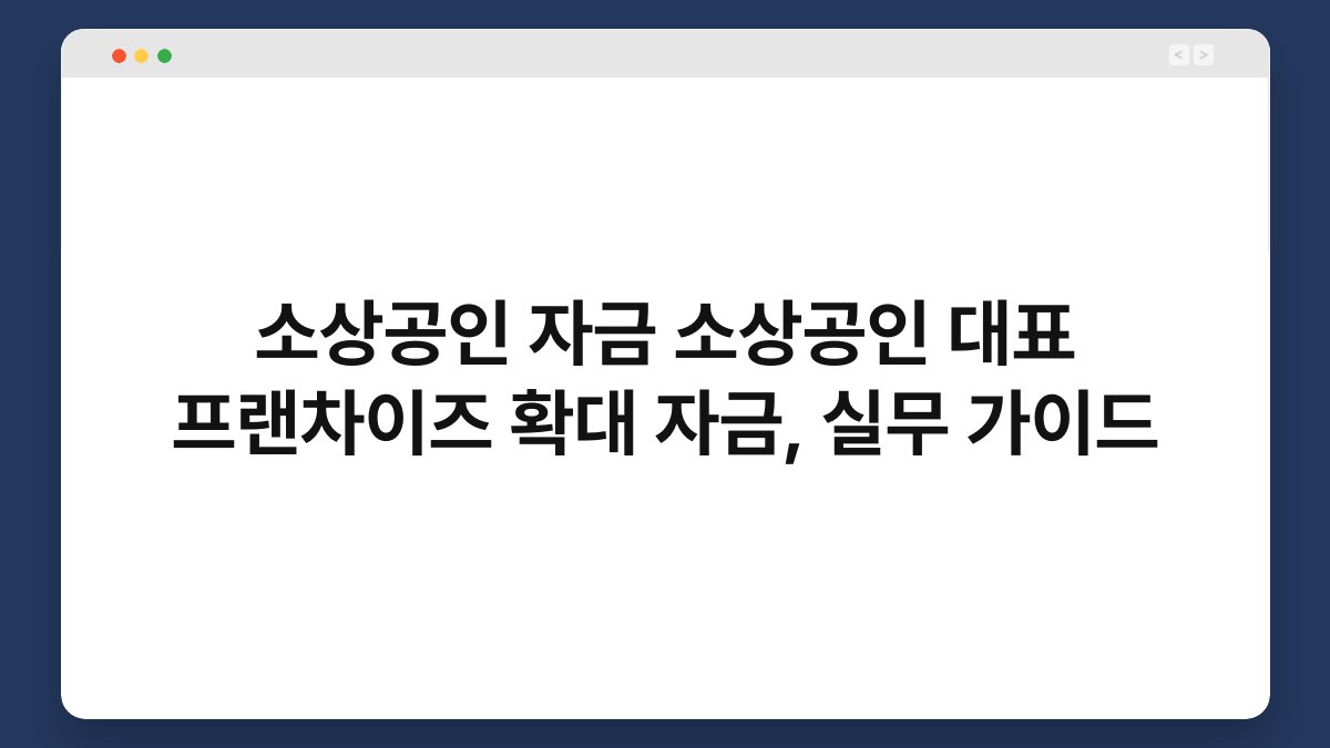 소상공인 자금 소상공인 대표 프랜차이즈 확대 자금, 실무 가이드 1