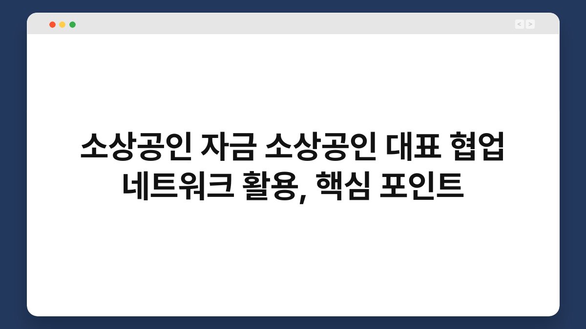 소상공인 자금 소상공인 대표 협업 네트워크 활용, 핵심 포인트 1