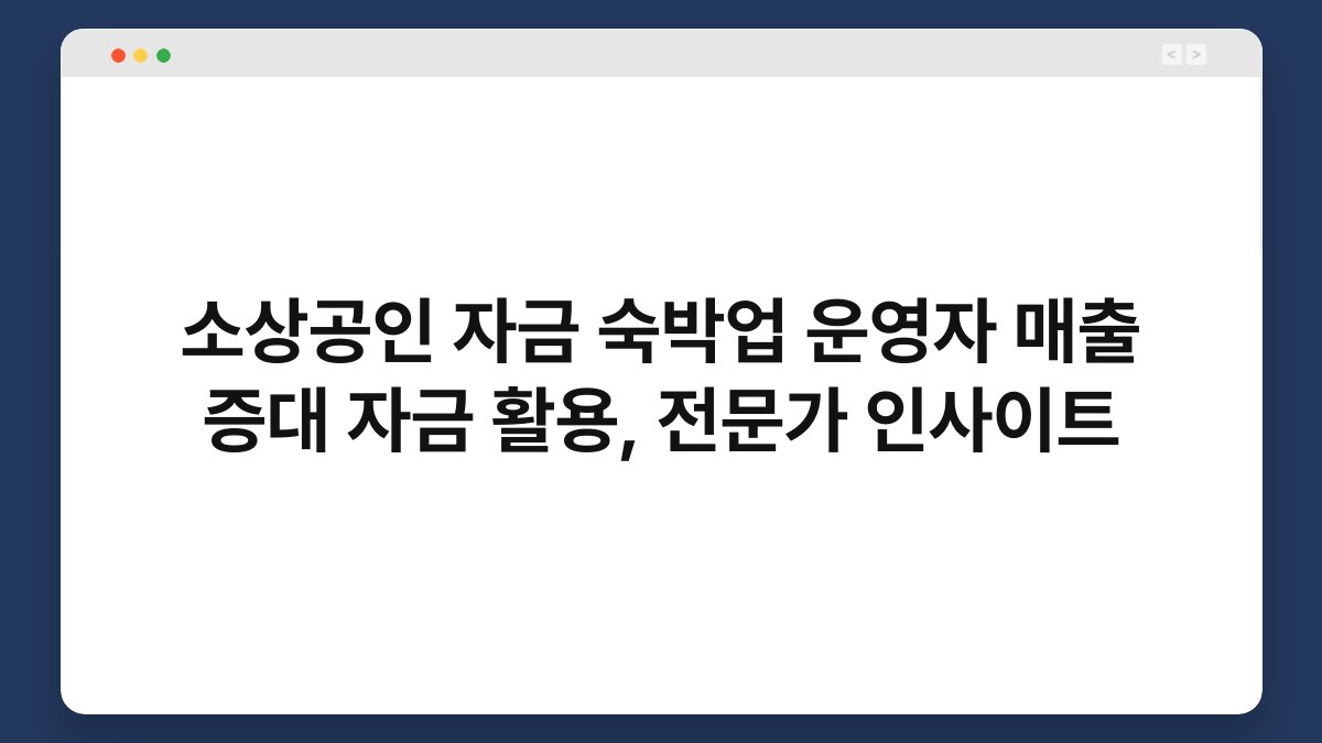 소상공인 자금 숙박업 운영자 매출 증대 자금 활용, 전문가 인사이트 1
