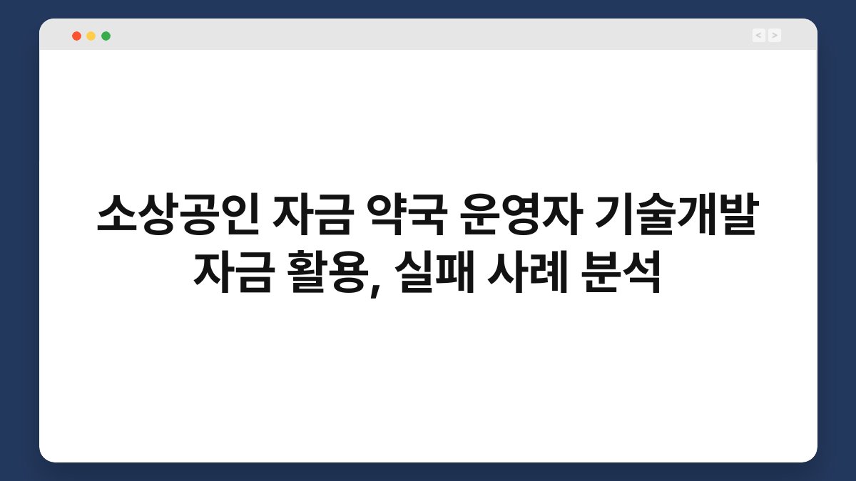 소상공인 자금 약국 운영자 기술개발 자금 활용, 실패 사례 분석 1
