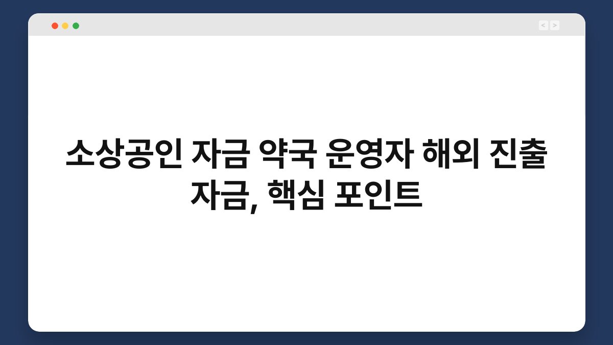 소상공인 자금 약국 운영자 해외 진출 자금, 핵심 포인트 1