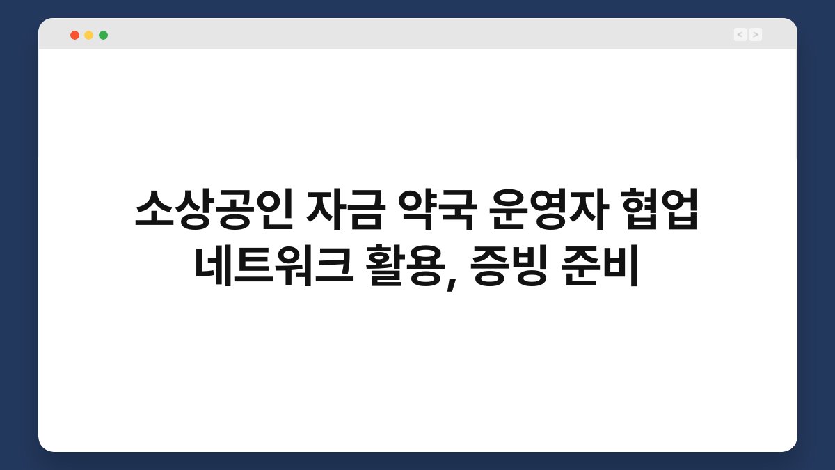 소상공인 자금 약국 운영자 협업 네트워크 활용, 증빙 준비 1