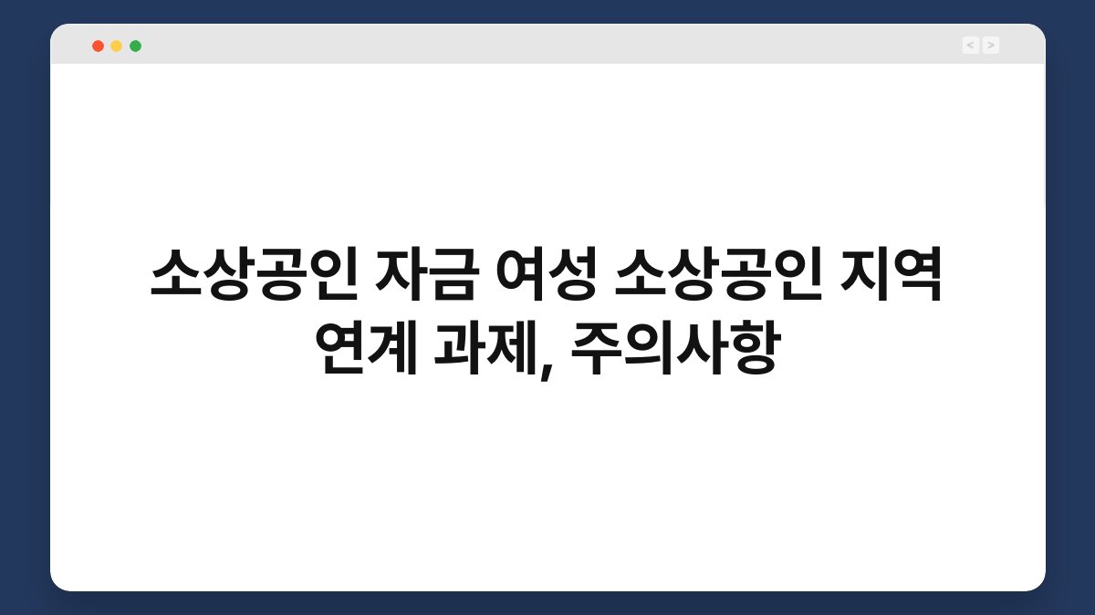 소상공인 자금 여성 소상공인 지역 연계 과제, 주의사항 1