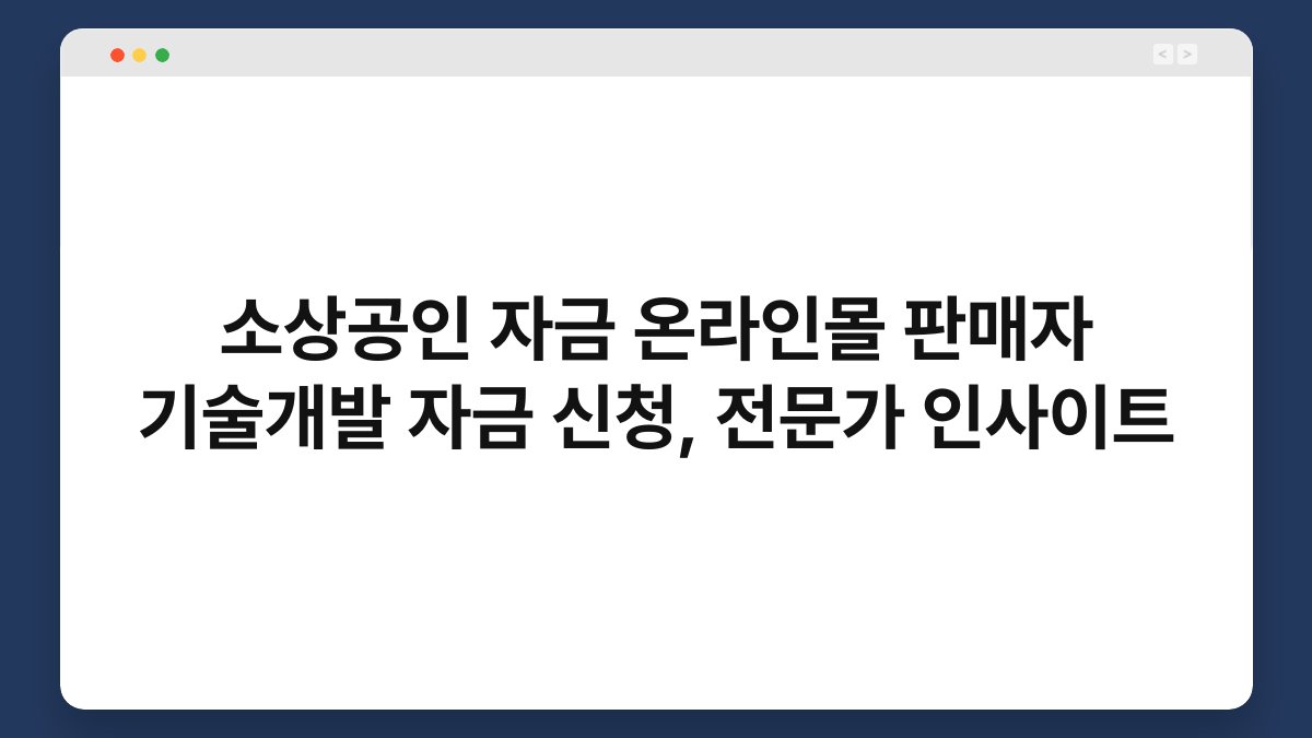 소상공인 자금 온라인몰 판매자 기술개발 자금 신청, 전문가 인사이트 1