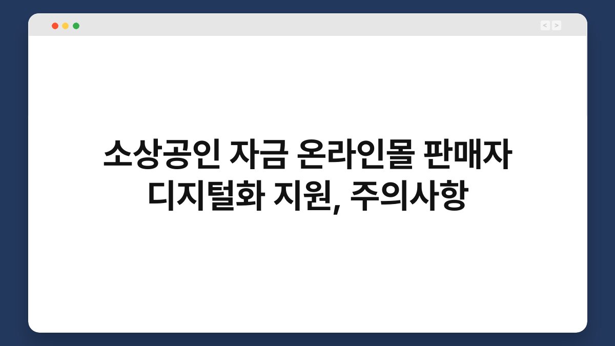 소상공인 자금 온라인몰 판매자 디지털화 지원, 주의사항 1