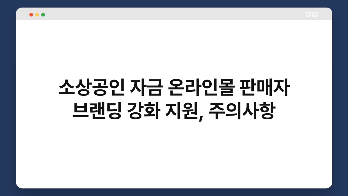 소상공인 자금 온라인몰 판매자 브랜딩 강화 지원, 주의사항 1