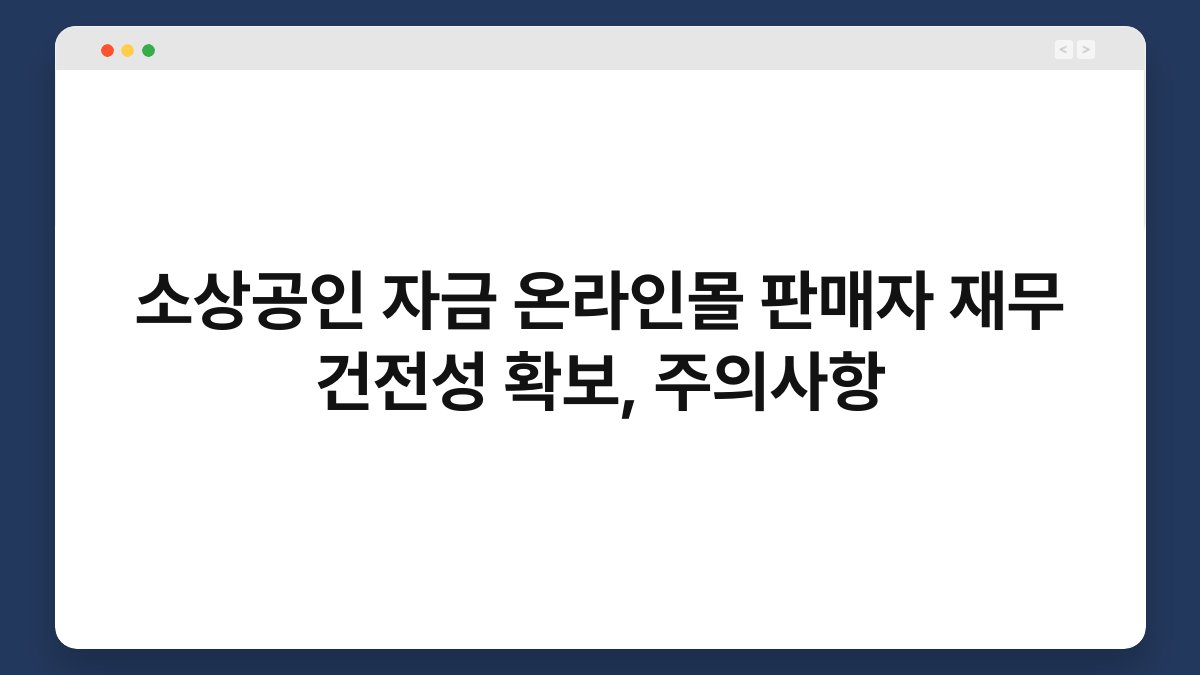 소상공인 자금 온라인몰 판매자 재무 건전성 확보, 주의사항 1
