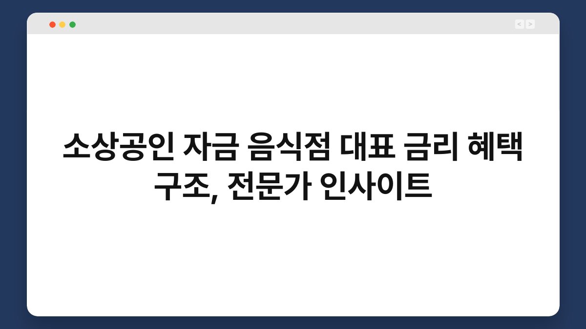 소상공인 자금 음식점 대표 금리 혜택 구조, 전문가 인사이트 1