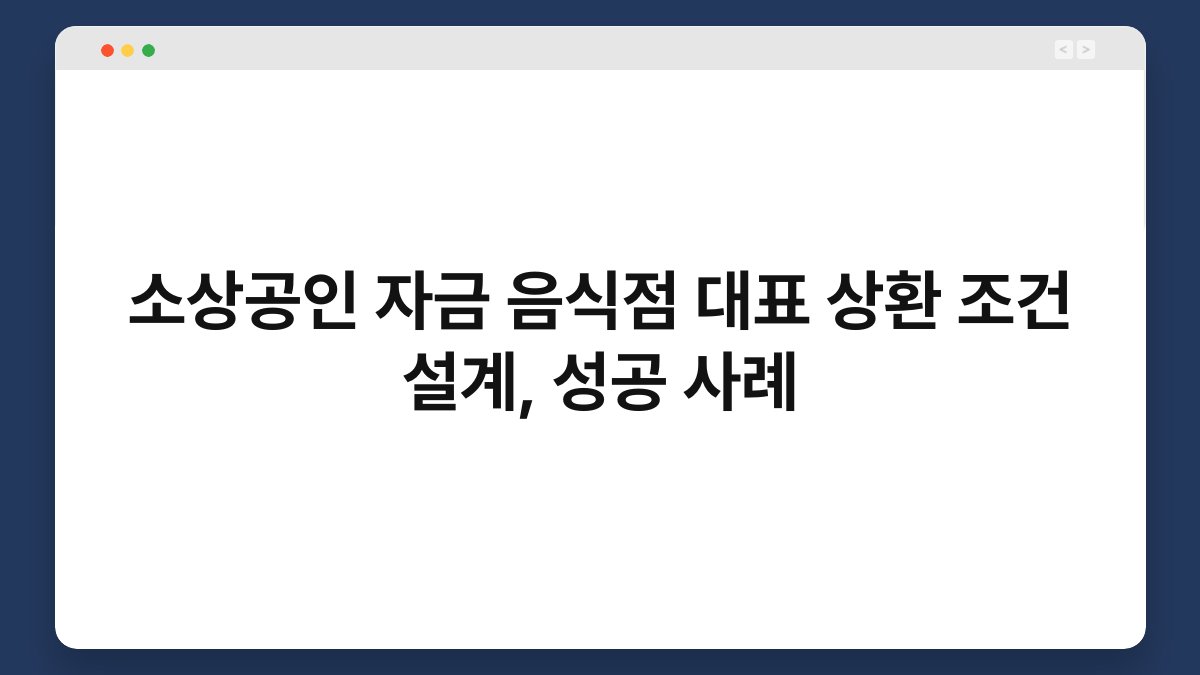 소상공인 자금 음식점 대표 상환 조건 설계, 성공 사례 1