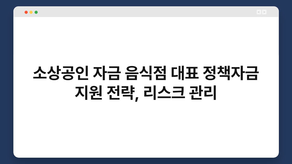 소상공인 자금 음식점 대표 정책자금 지원 전략, 리스크 관리 1