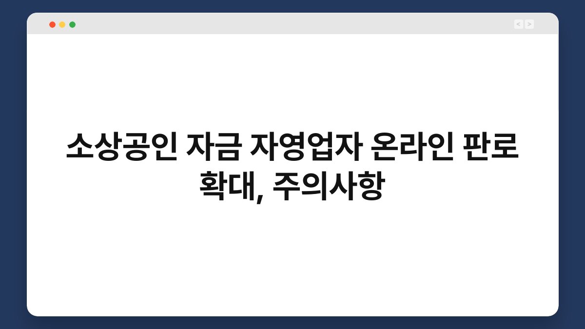 소상공인 자금 자영업자 온라인 판로 확대, 주의사항 1