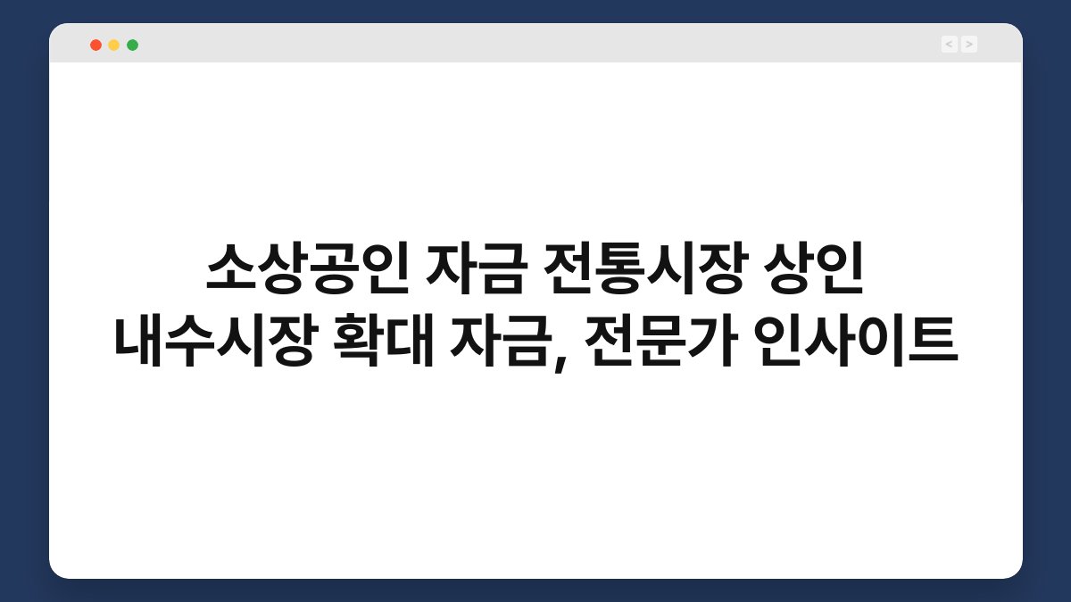 소상공인 자금 전통시장 상인 내수시장 확대 자금, 전문가 인사이트 1
