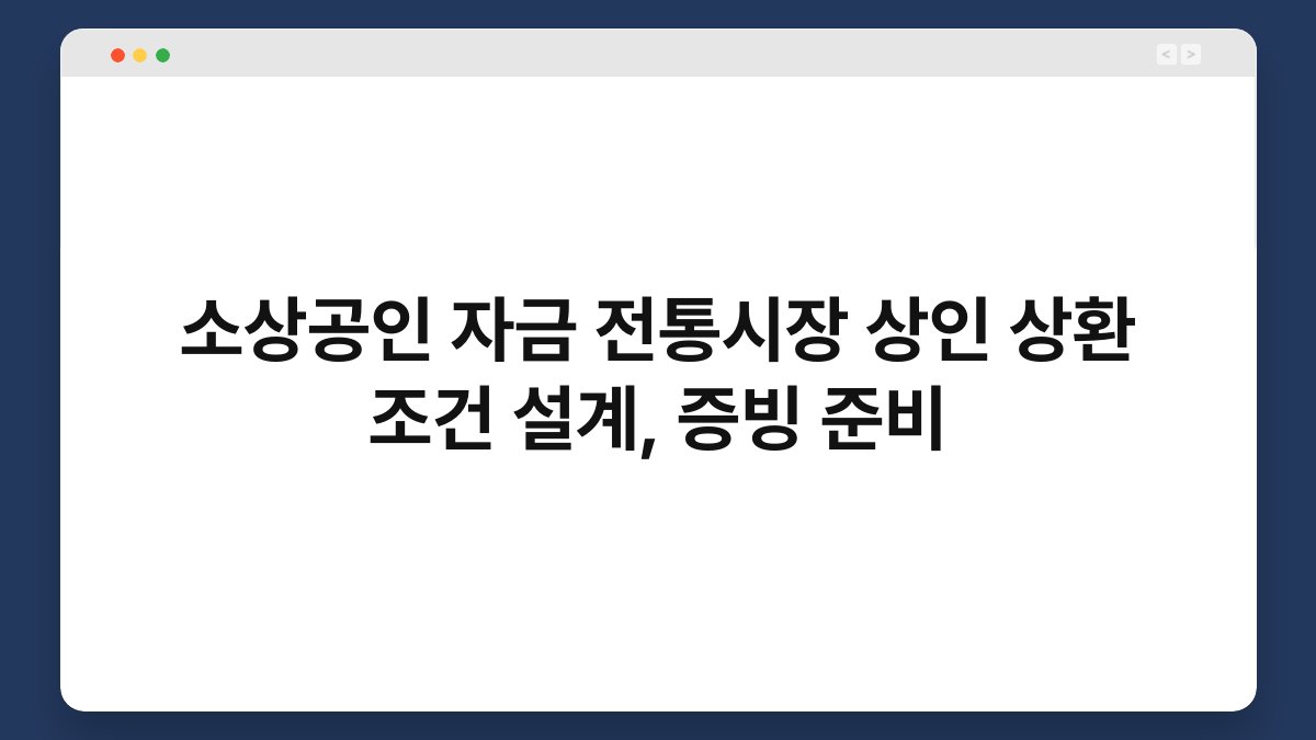 소상공인 자금 전통시장 상인 상환 조건 설계, 증빙 준비 1